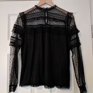 Express Black Lace Detail Top